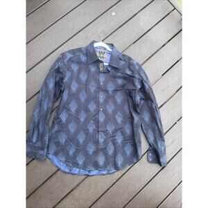 Robert Graham Men’s XL Alvar Geometric Print Shirt Embroidered Cuffs Button Down